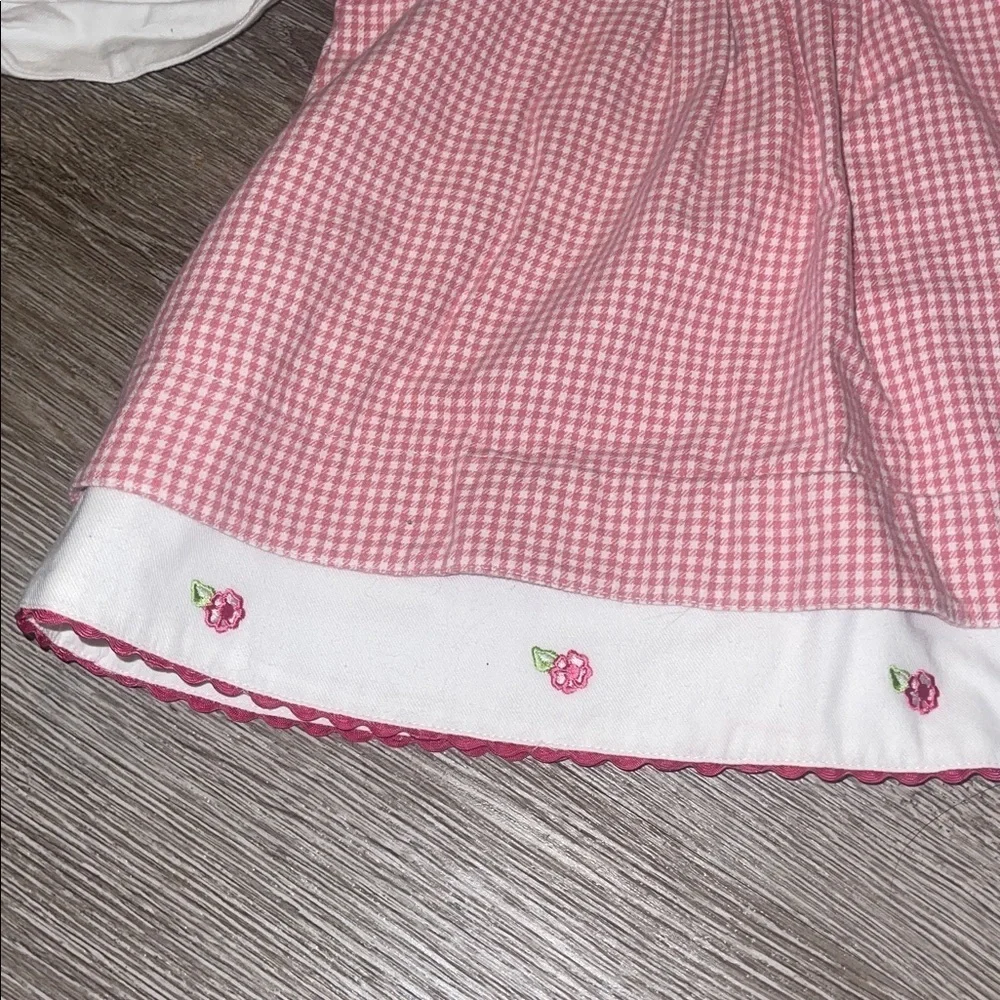 Vinatage little me Pink Gingham Baby Dress with White Sleeves floral size 18